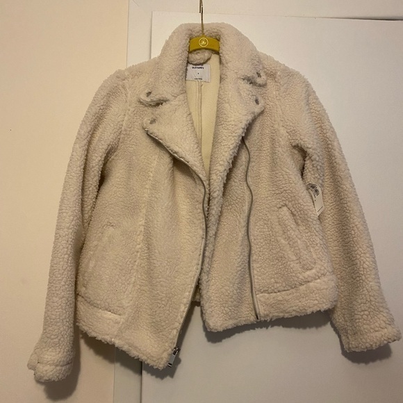 NWT Sherpa Moto Jacket white - Picture 6 of 7